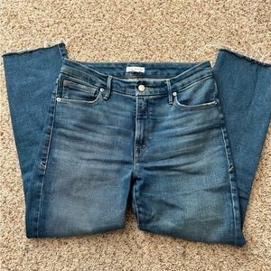 Good American raw hem straight leg jeans size 6